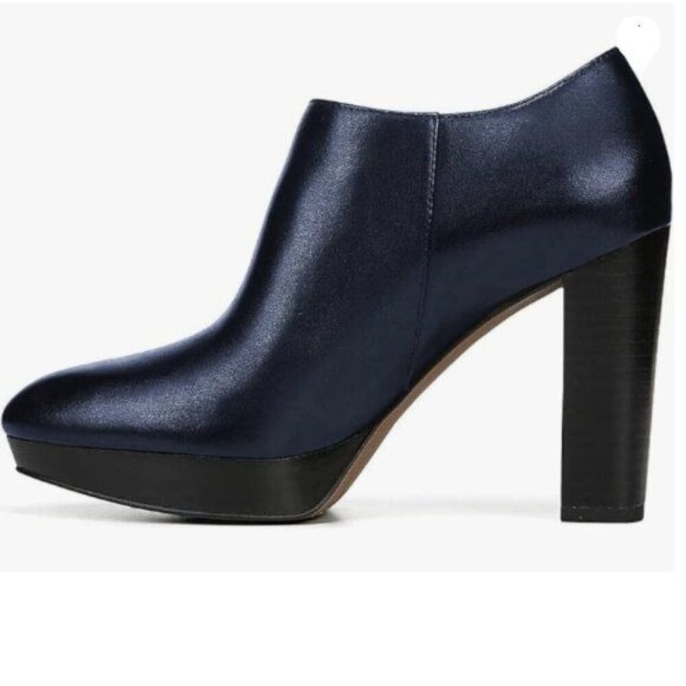 XYD Women Trendy Block Chunky High Heels Platform Ankle Boots Pointed Toe， Blue